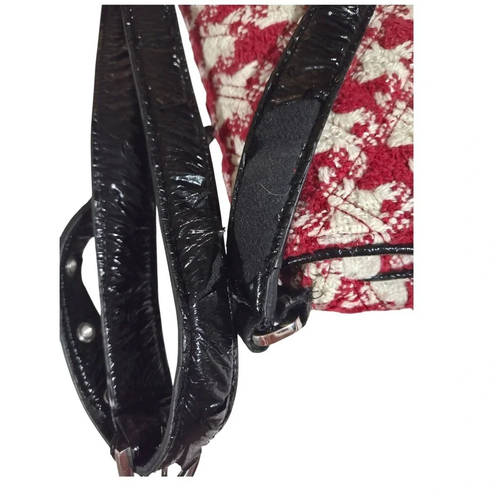 Vera Bradley Saddlebag Hipster Red White Houndstooth Quilted Flap Crossbody Bag